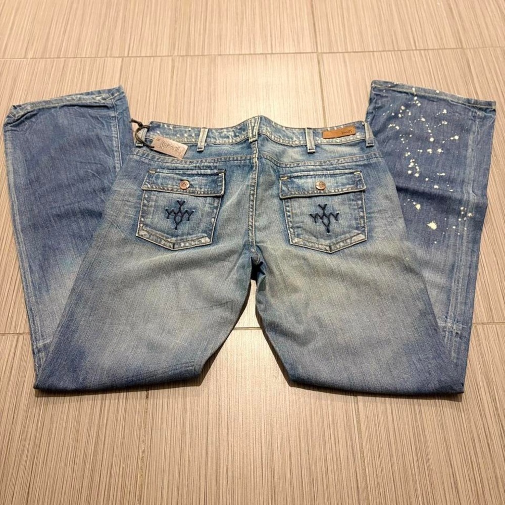 Y2K Yanuk‎ "Worker Boyfriend" Paint Splatter Flared Jeans 31
